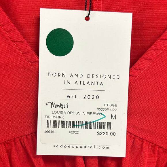 NWT S'edge Firework Red Louisa V Neck Elbow Sleeve Dress Womens Medium - Picture 5 of 6